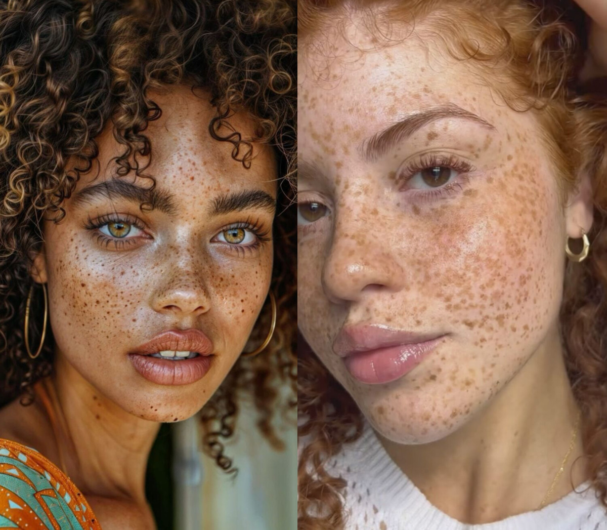 Девушки с веснушками.  Коллаж автора на основе фотографий с сайта Pinterest