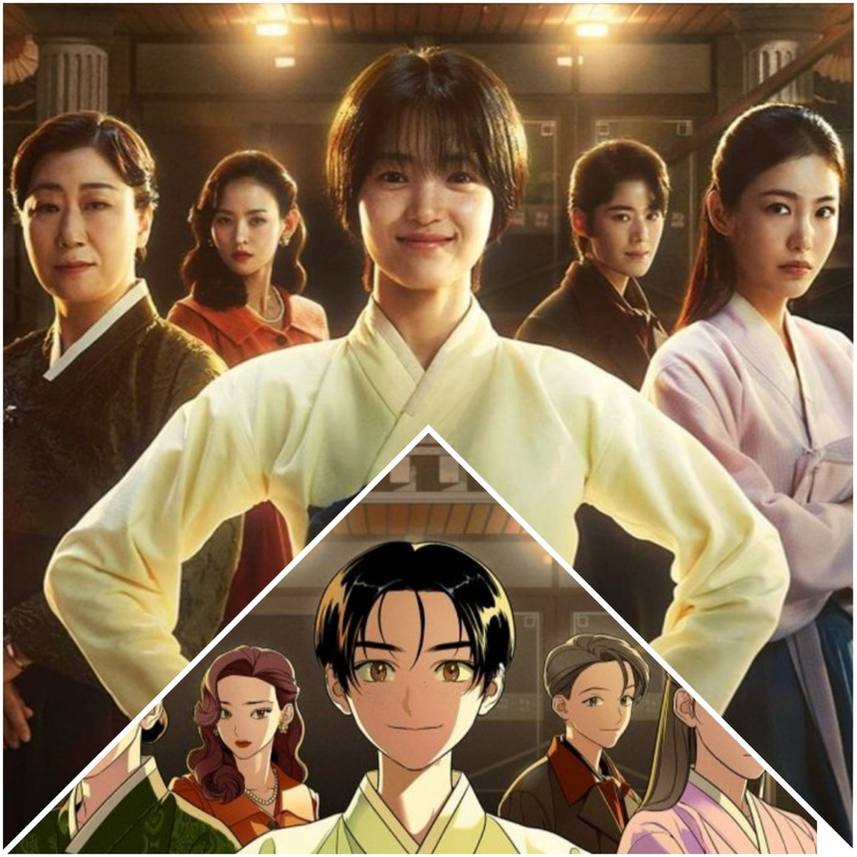 Дорама основана на одноименном вебтуне. 12 серий включили в себя 100 эпизодов романа (коллаж автора, фото из открытых источников в интернете)