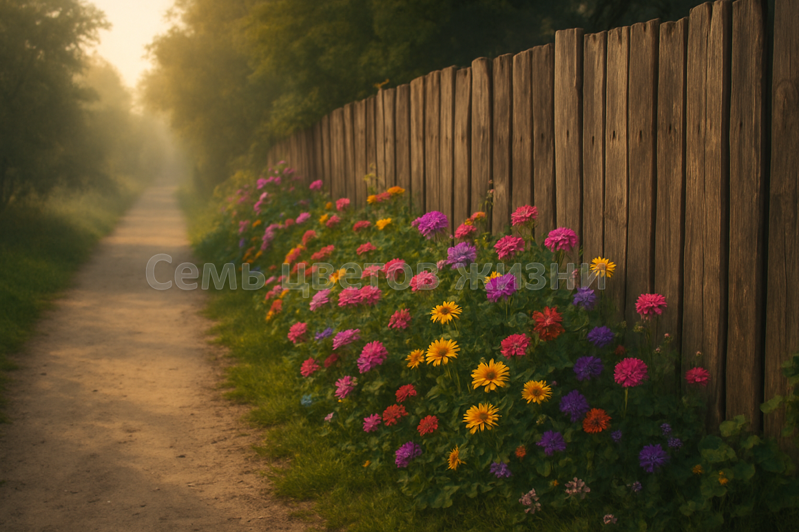 Цветущая тропинка вдоль забора — символ того, как изъяны могут приносить красоту