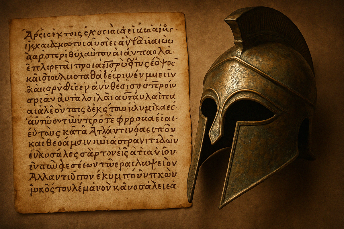 Манускрипт и шлем Александра Македонского
