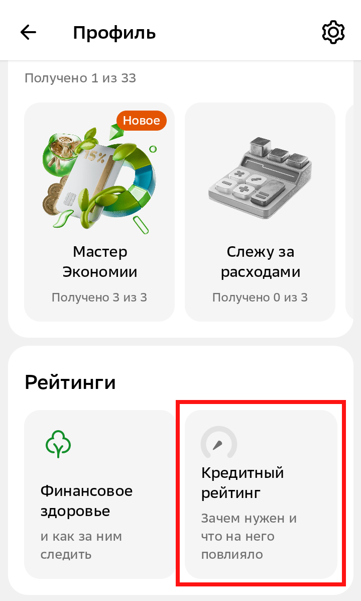 В Профиле находим Кредитный рейтинг