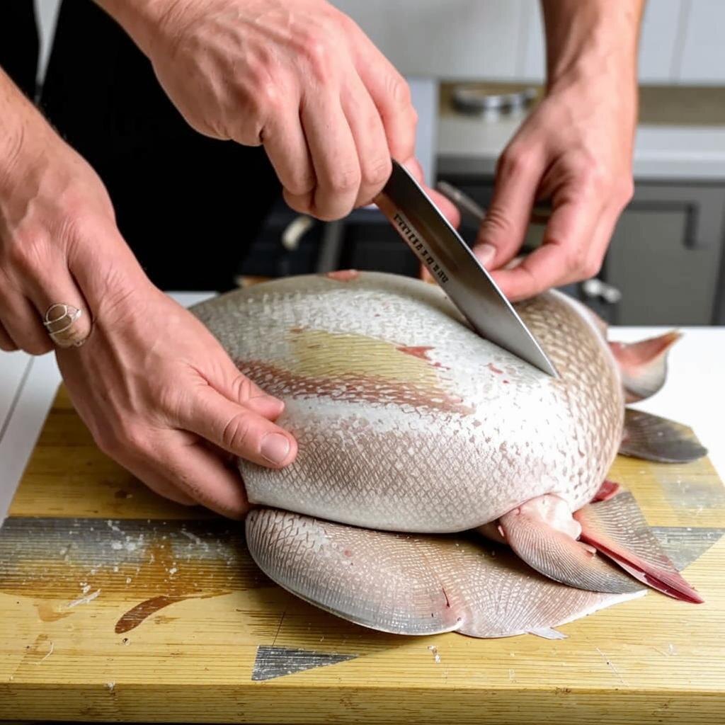 Вот так видет ИИ разделку рыбы)))