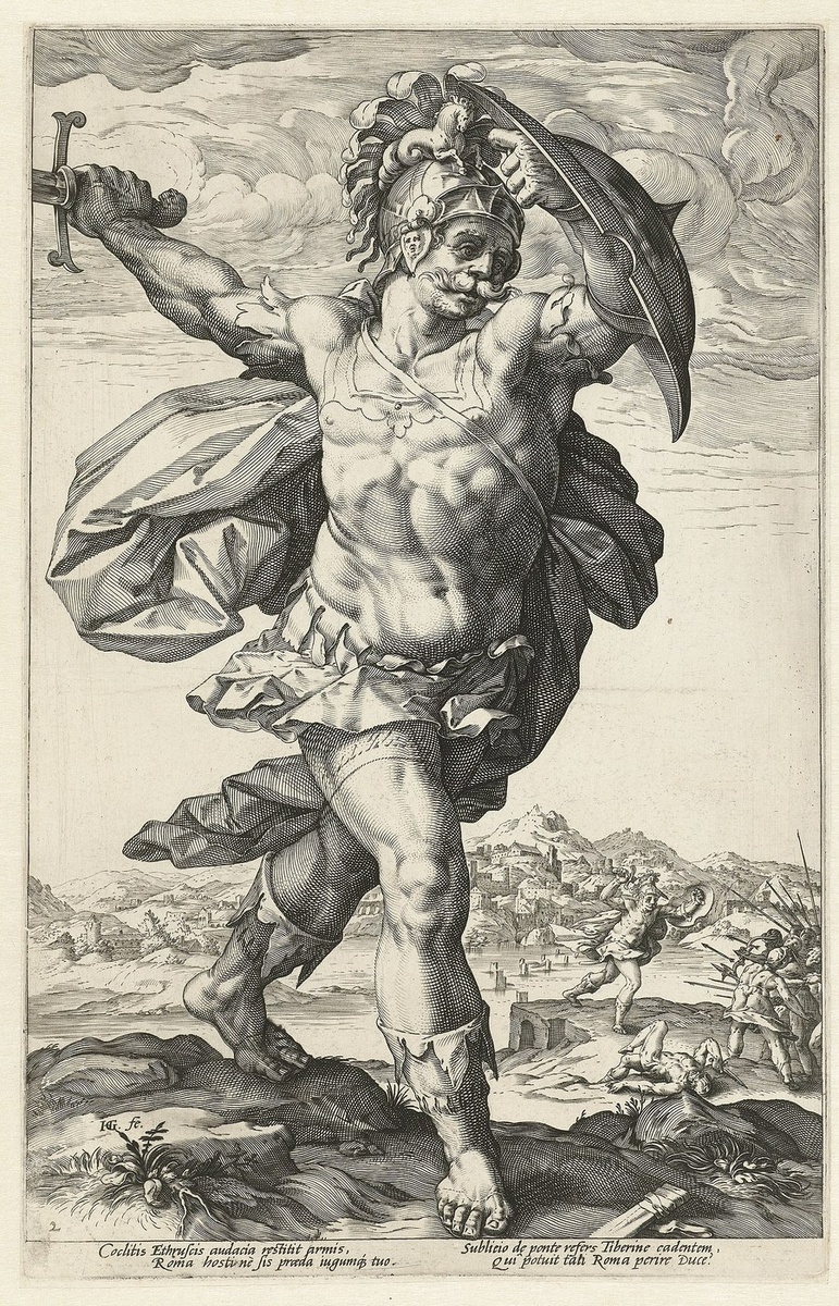 Гораций Коклес, из «Римских героев», 1586