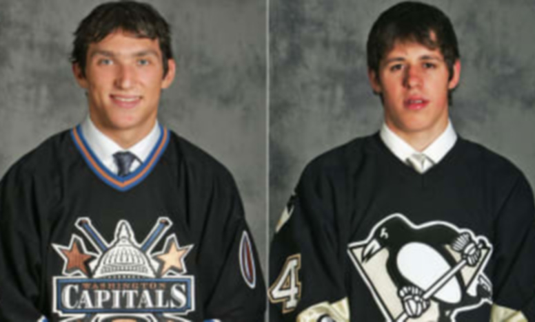    Словно ученики Хогвардса. Такими Овечкин и Малкин были на драфте. Фото: соцсети