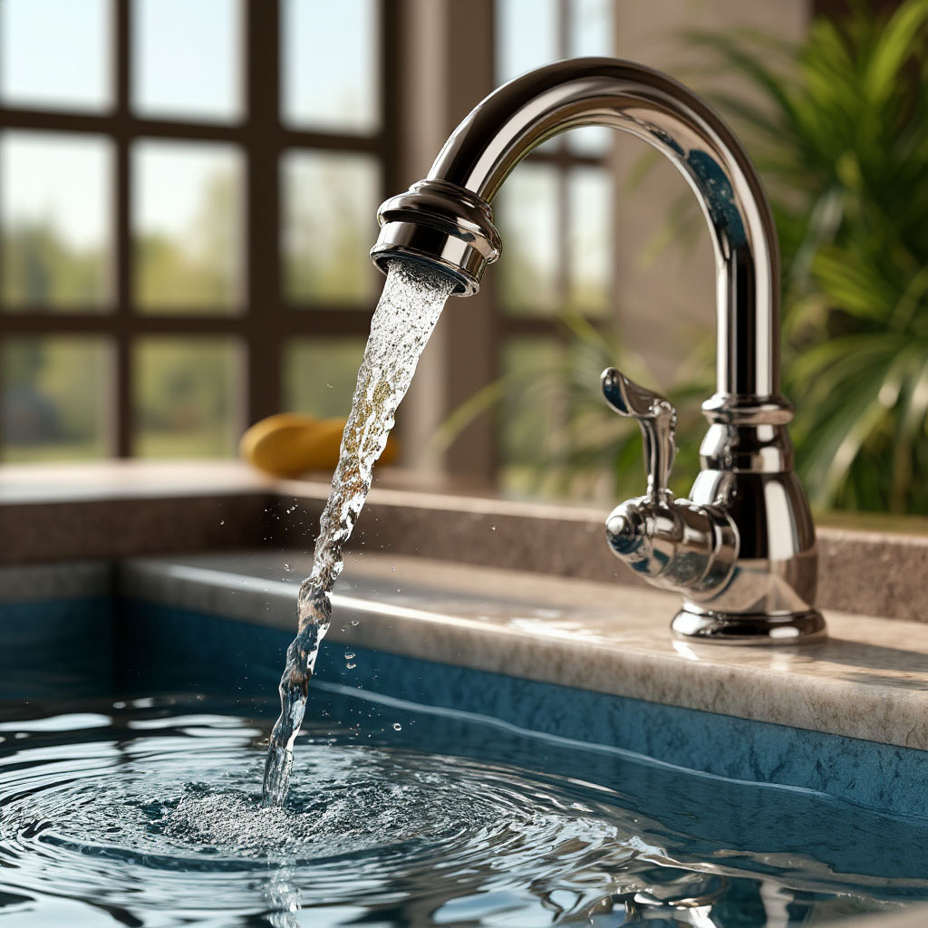 Кран из которого идет вода 