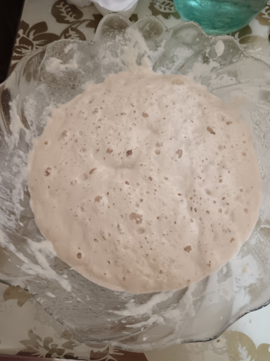 Опара через час