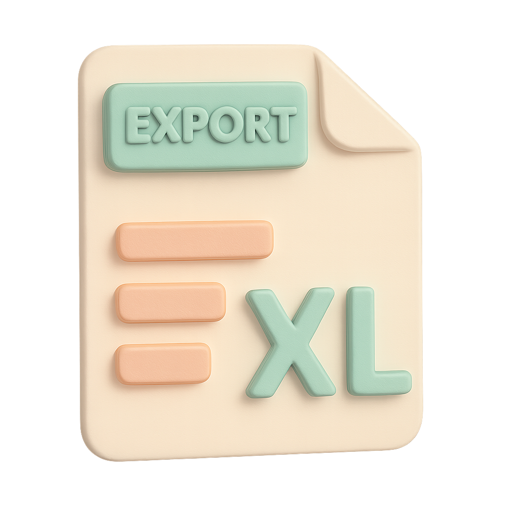 Экспорт в Excel 
