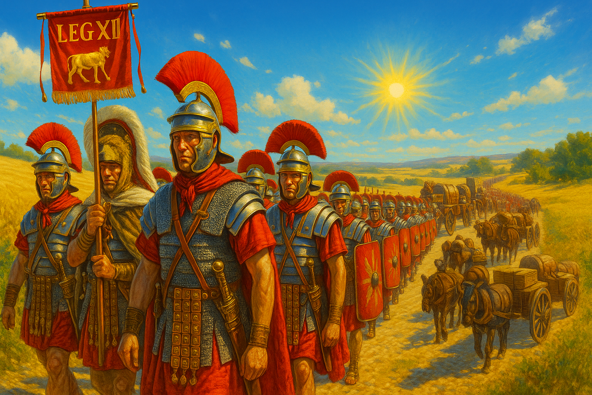Римляне на марше в представлении ИИ