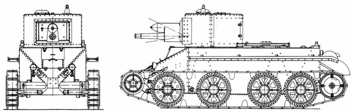 Чертёж-схема артиллерийского танка Д-38. Фотография в свободном доступе.