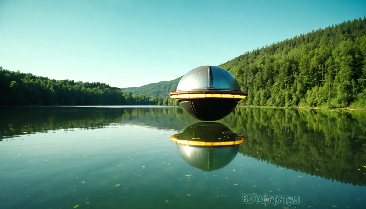 Над водой завис какой-то аппарат.