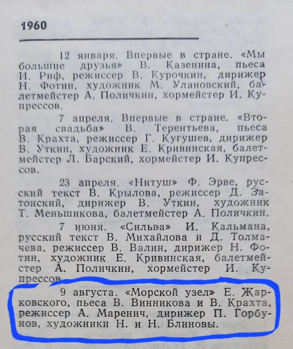 Фото автора из книги "Вас приглашает оперетта", репертуар Свердловской музкомедии за 1960 г.
