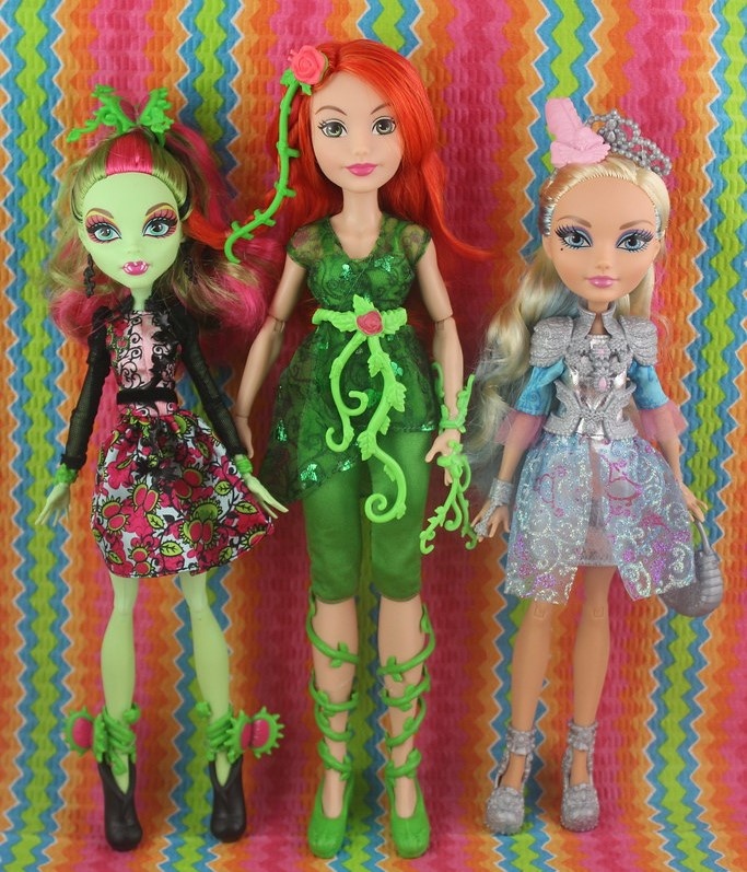 сравнение Super Hero Girls с Monster High и Ever After High из интернета.