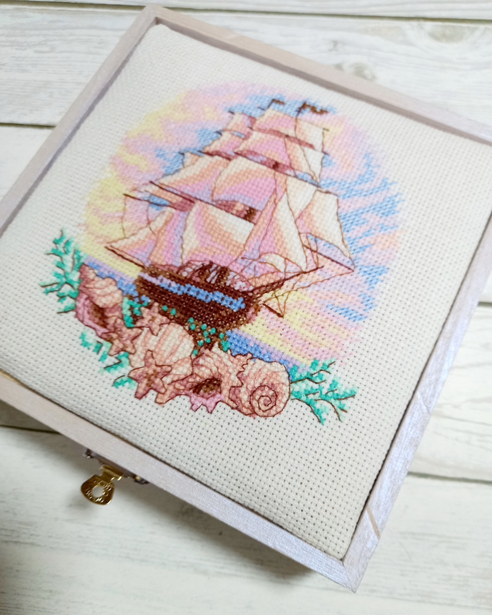 В море на заре - Парусник от Искусницы оформление в шкатулку