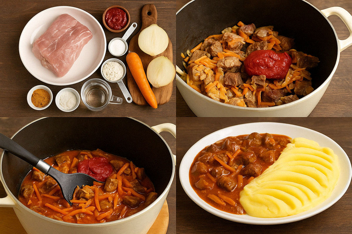 Пошаговое приготовление гуляша с подливкой. Источник: нейросеть📷
