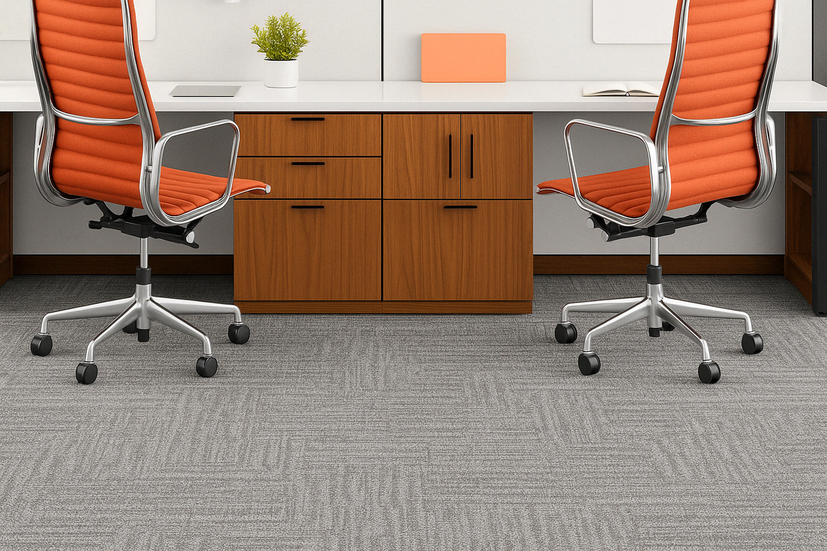 Рабочая зона с ковровой плиткой: комфорт и аккустика в офисе