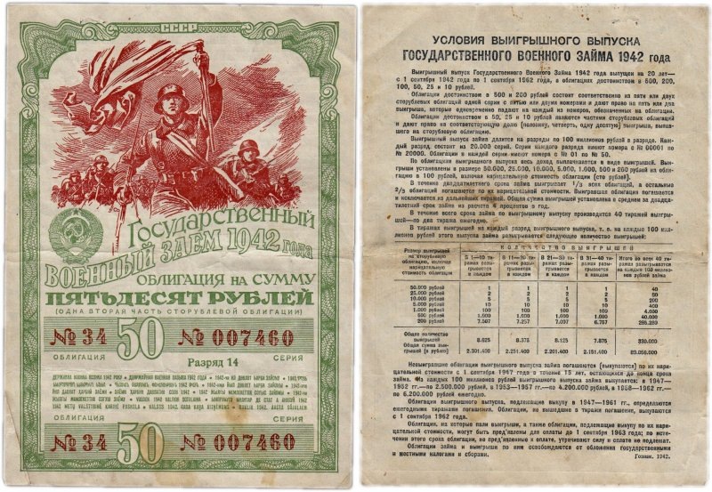 Облигация Военного займа 1942 г.
