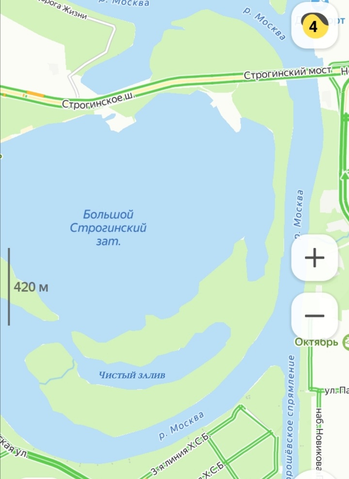 Рисунок 1 - Схема Щукинского полуострова в приложении Яндекс. Карты