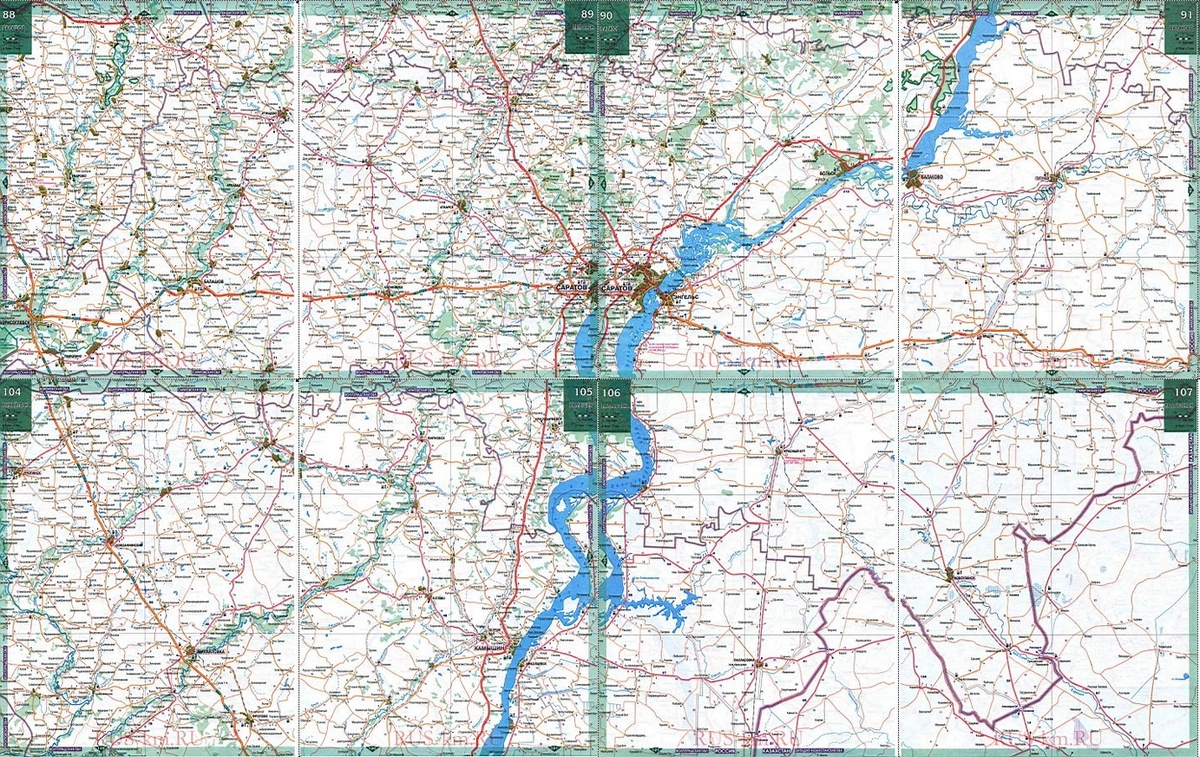 Саратовская область. Атлас дорог СССР.