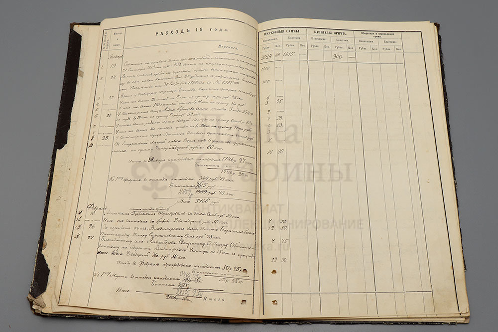 Старинная книга расходов, черновая, с рукописным текстом, Россия, 1889-1890 гг. Фото с нашего сайта dvaveka.ru