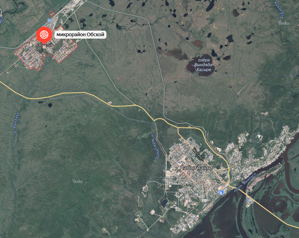 Рисунок 1 – Удаленность микрорайон Обской от г. Лабытнанги
