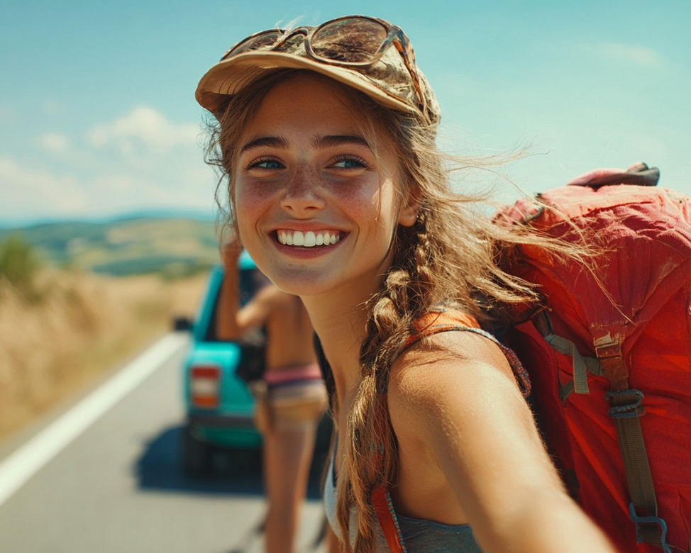 Девушка едет на отдых иллюстрация