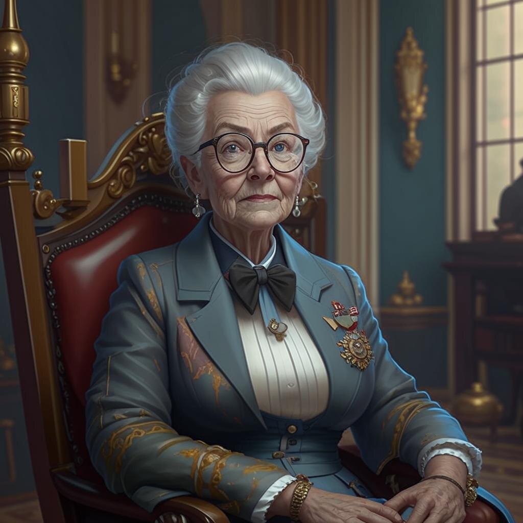 Изображение сгенерировано Kandinsky. Так нейросеть видит смотрительницу Эрмитажа