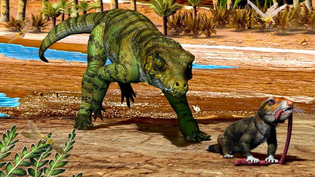 Ещё в триасе крокодилы весьма бойко бегали по суше и охотились на первых млекопитающих.