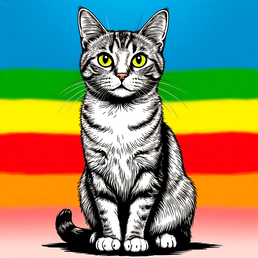 Кот и радуга (рисунок ИИ)