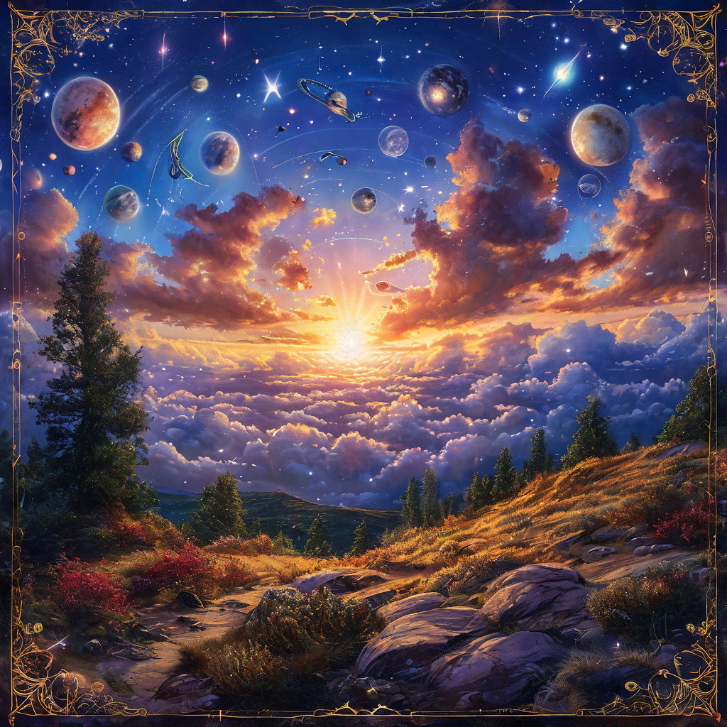 Планеты. Иллюстрация сгенерирована нейросетью