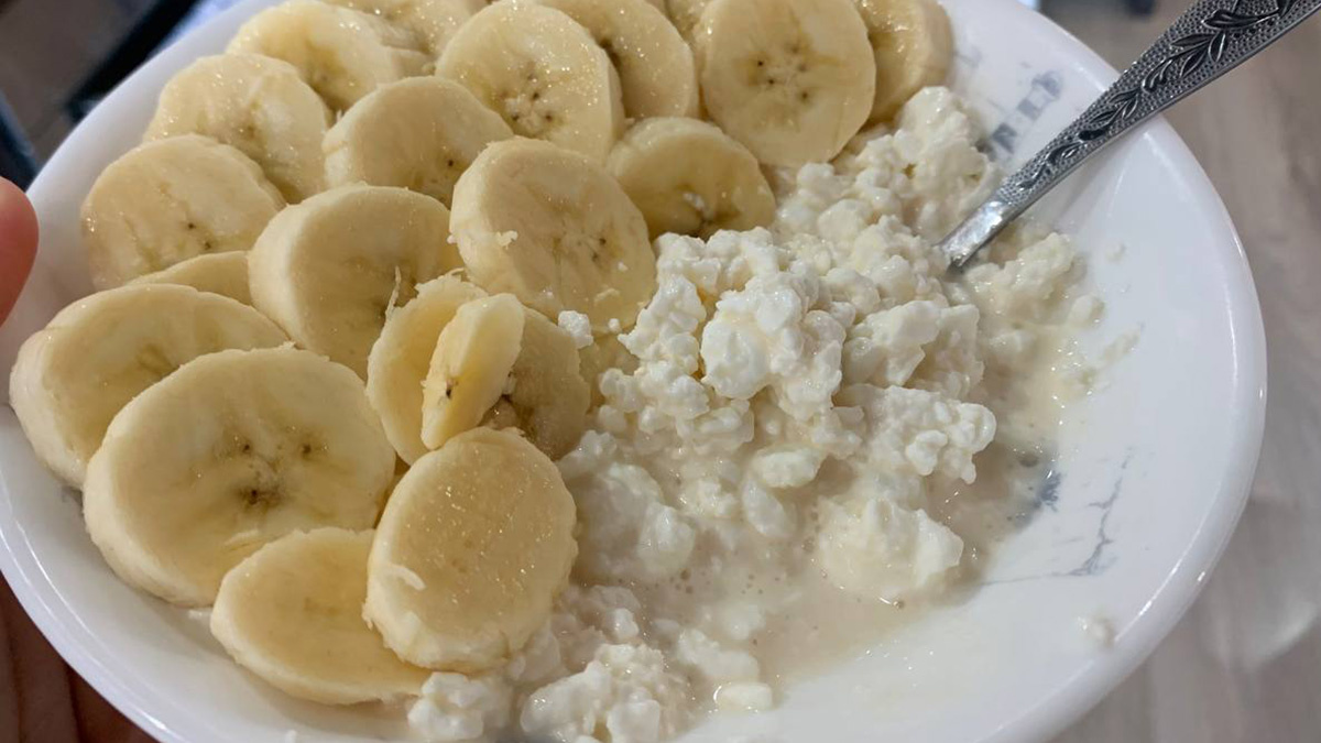 Творог с бананом