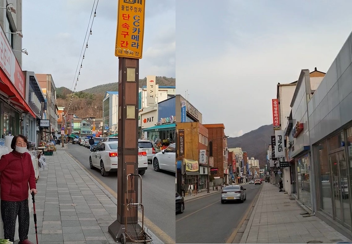 Хванчжи-дон — главный торговый район Тхэбэка, где находится большинство городских ресторанов, баров и кофеен. (Шин Чжи Хе /The Korea Herald) 