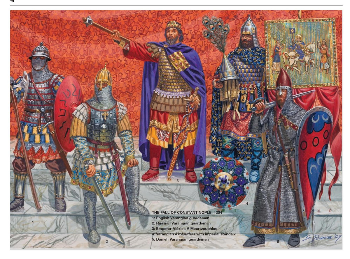 Император Алексей V Дука в окружении варангов.