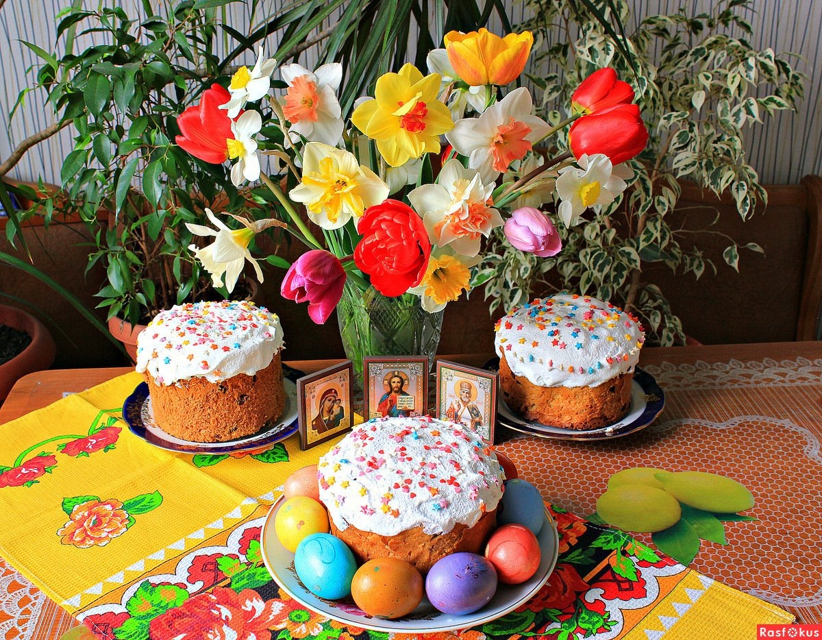 Пасхальные куличи и крашеные яйца источник яндекс картинки
