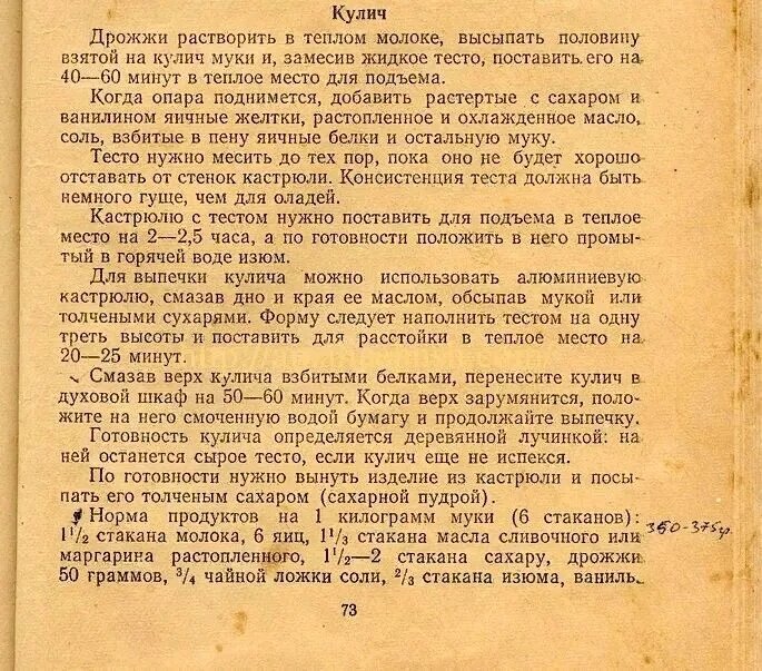 Рецепт кулича.