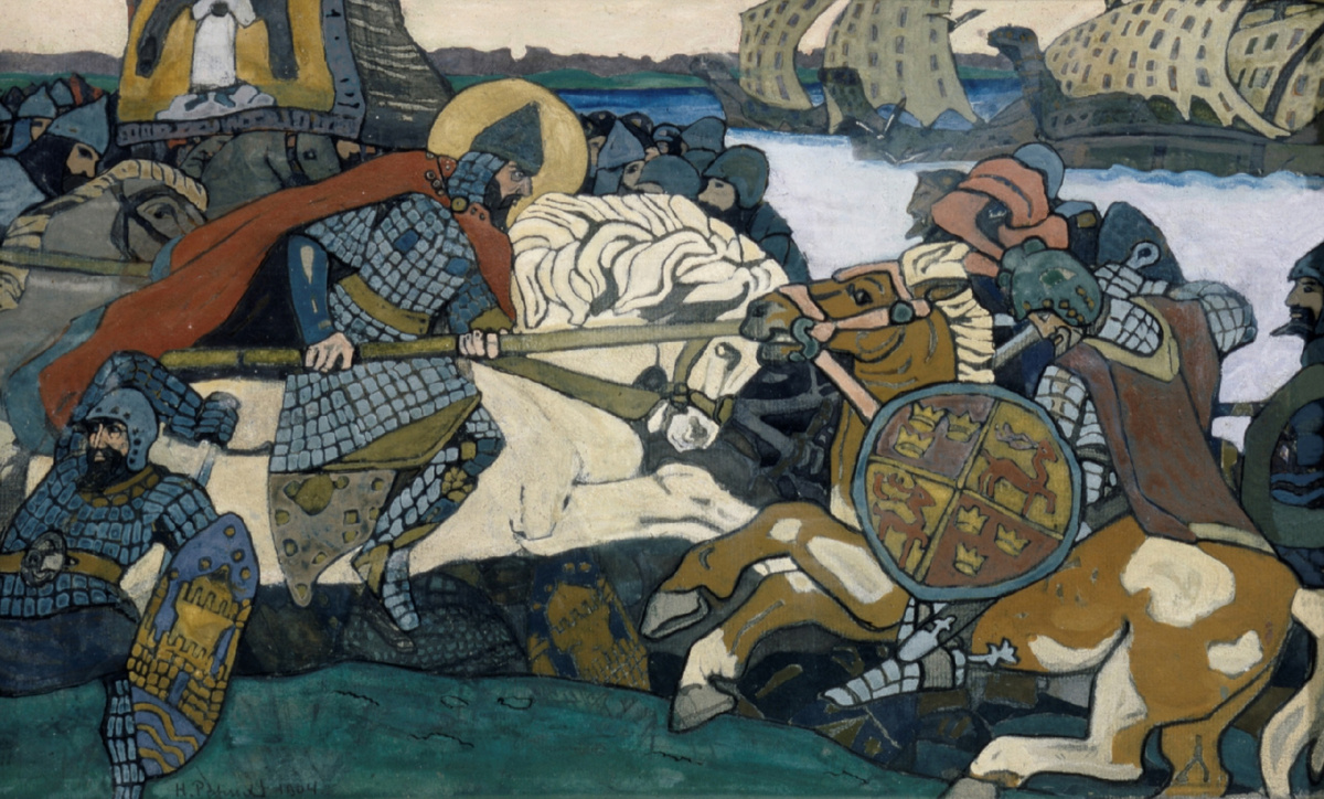 Рерих Н. К. Александр Невский поражает ярла Биргера. 1904. Фото: Государственный Русский музей, https://vk.cc/cKP89S