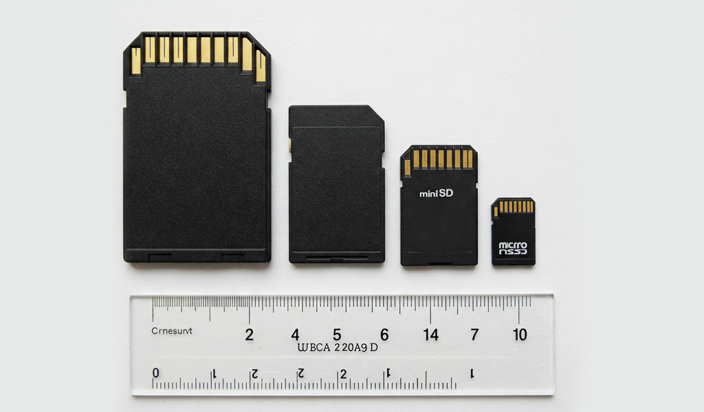 Сравнение размеров SD, miniSD и microSD