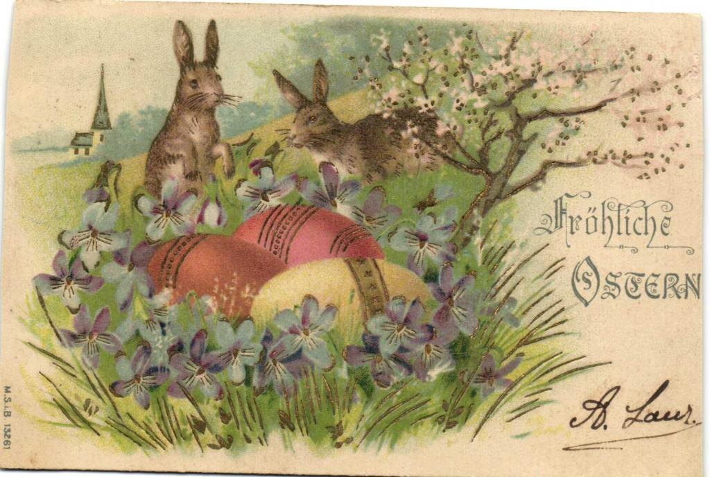 Винтажная пасхальная открытка начала XX века