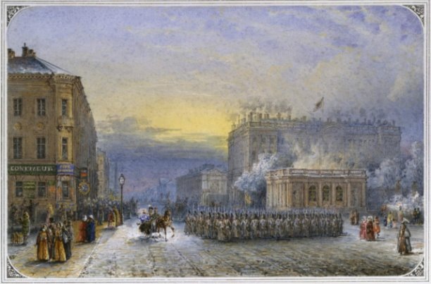 Садовников В. С. Невский проспект. Аничков дворец. Пасха. 11 апреля 1848 г. Фото: Государственный Русский музей, https://vk.cc/cKTNVs
