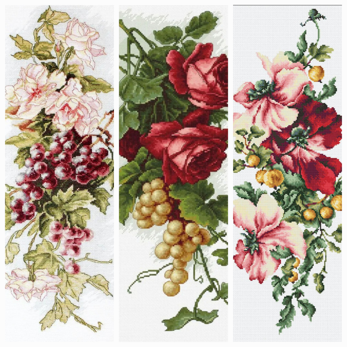 Вышивка крестиком от лука-с композиции с виноградом и крыжовником.