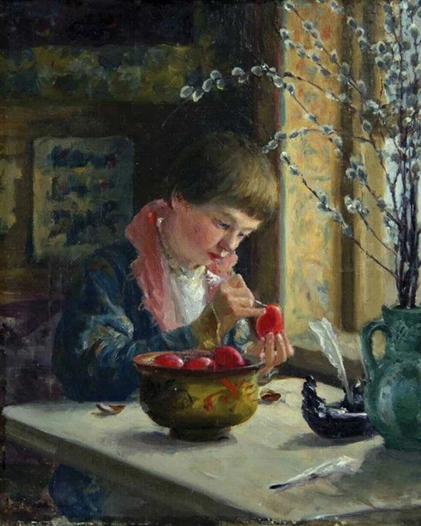 "Приготовление к Пасхе", Сергей Милорадович, 1910, холст, масло, частное собрание