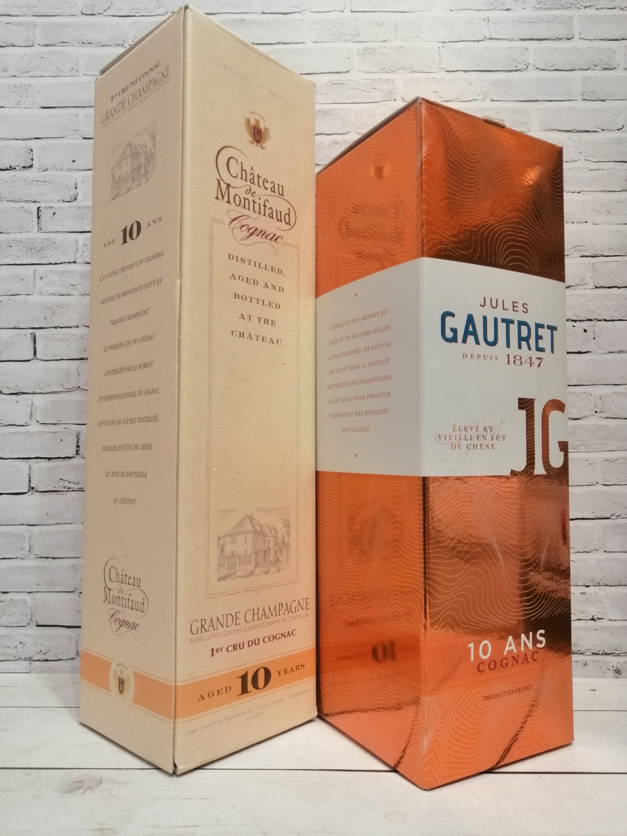 Cognac Chateau de Montifaud Grand Champagne Age 10 Ans и Cognac Jules Gautret 10 Ans