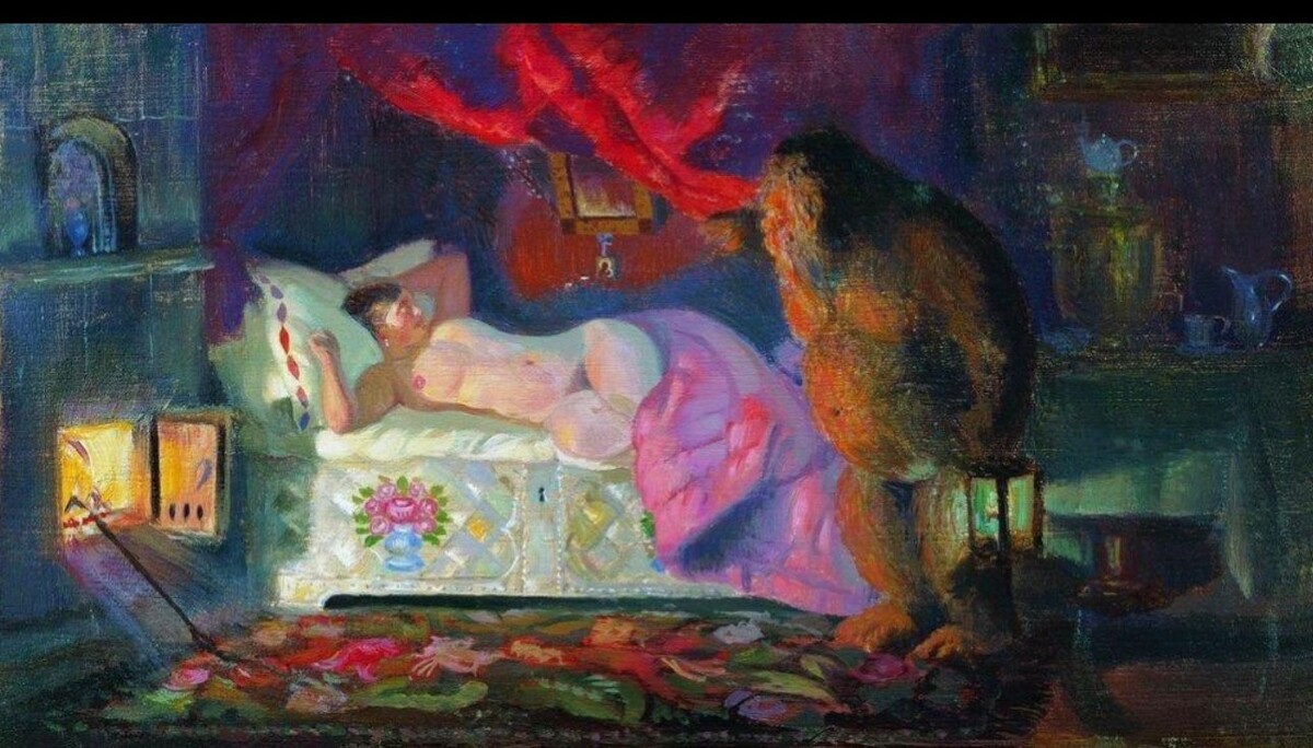 Борис Кустодиев. «Купчиха и домовой». 1922