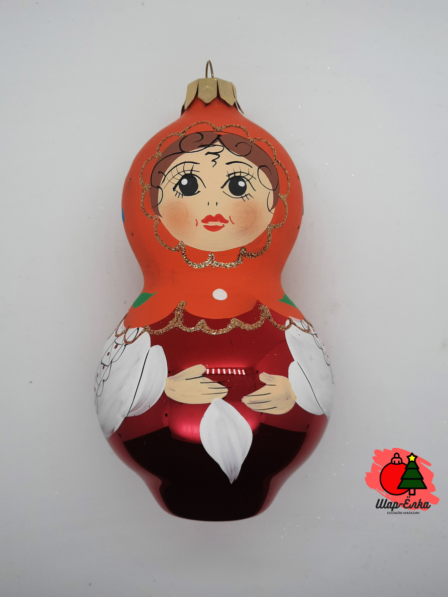 Ёлочная игрушка "Матрёшка" (Интерьер-Промысел) оранжевый платок