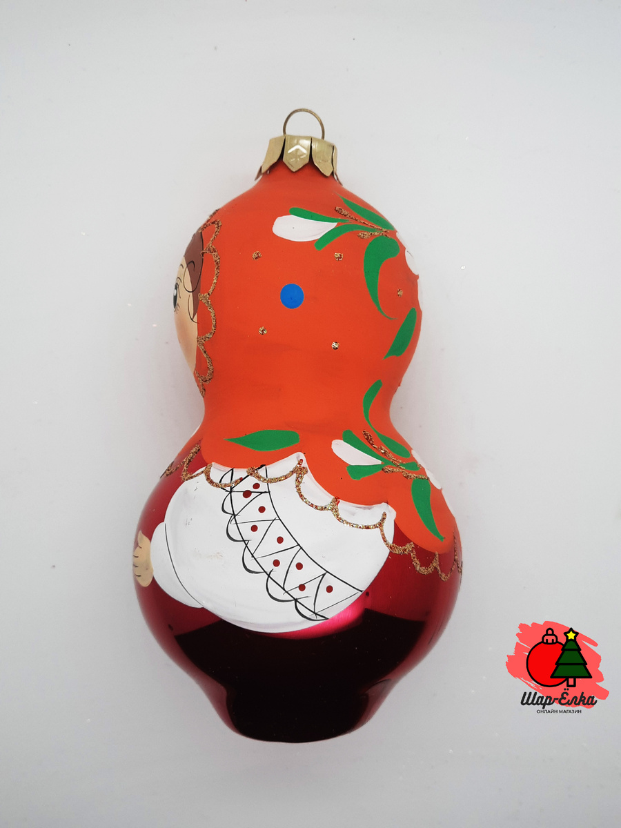 Ёлочная игрушка "Матрёшка" (Интерьер-Промысел) оранжевый платок
