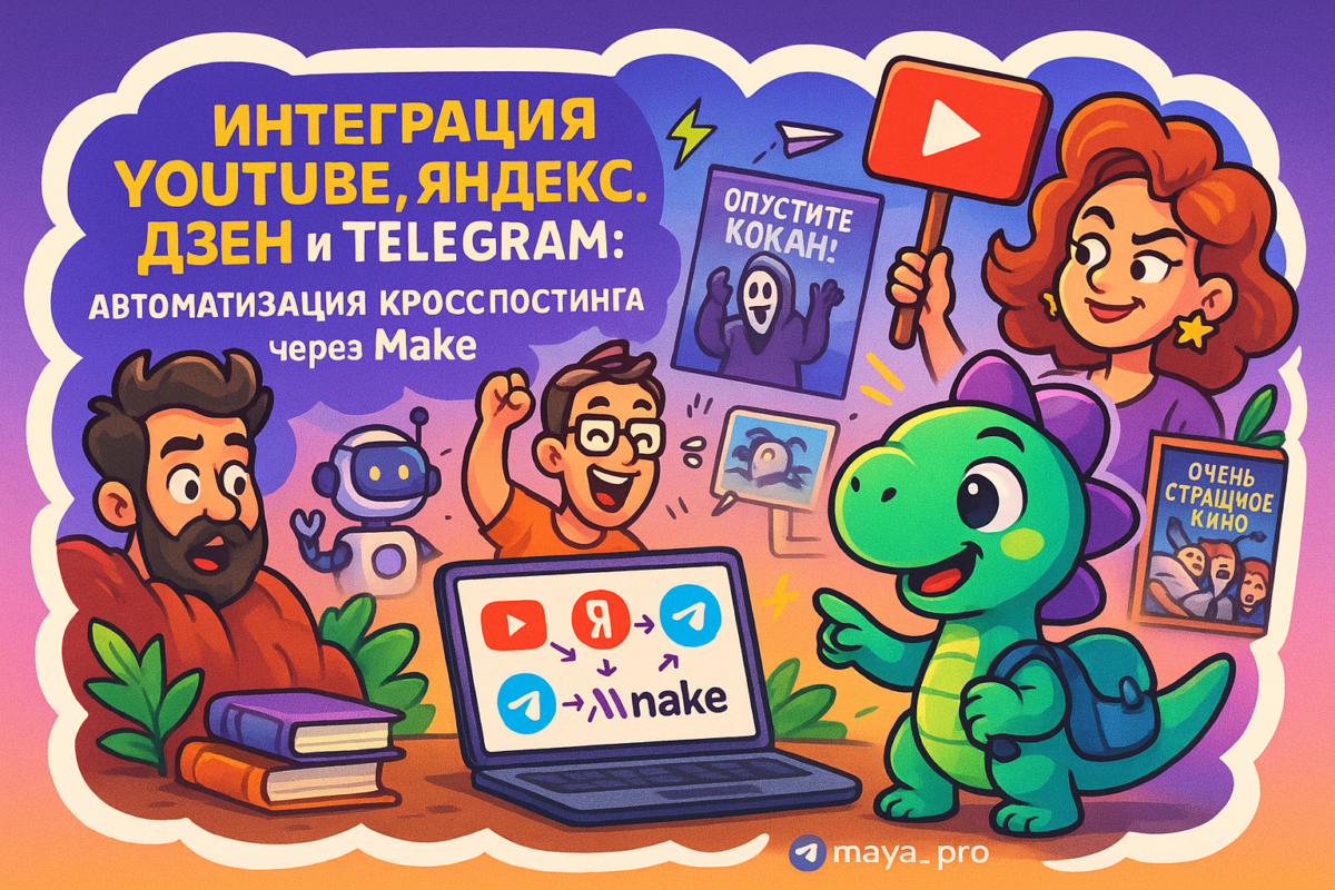    Как автоматизировать кросспостинг на YouTube, Яндекс.Дзен и Telegram с помощью Make.com и не потратить на это жизнь? Артур Хорошев