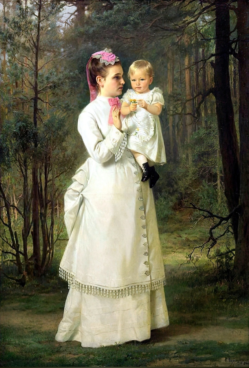 Верещагин Василий Петрович, «Портрет жены с дочерью», 1874, холст, масло