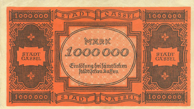 Кассель. 1 миллион марок 1923 года (реверс)