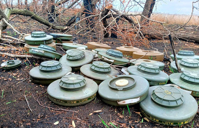 Мины Expal C-3-B, обнаруженные где-то на Диком Юго-Западе России. Также несколько Советских ТМ-62М (фото из открытых источников)