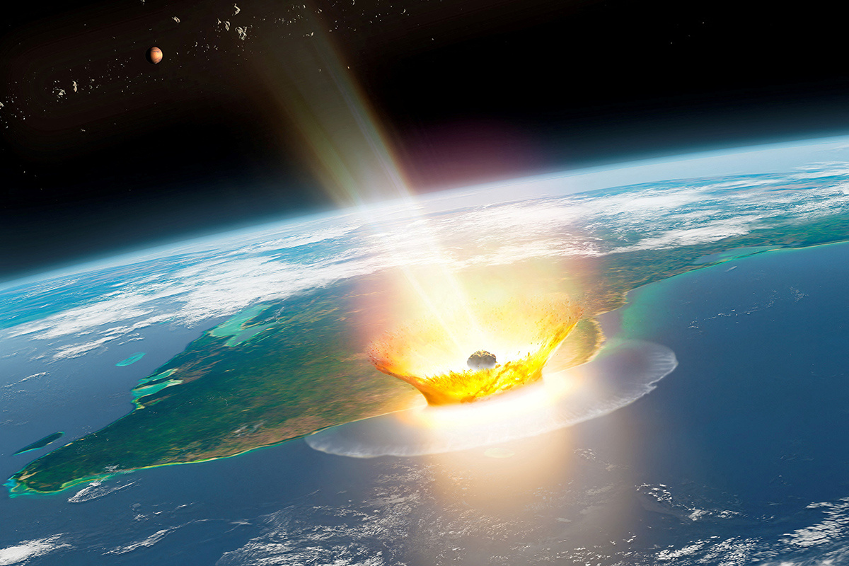 Смоделированное фото падения метеорита