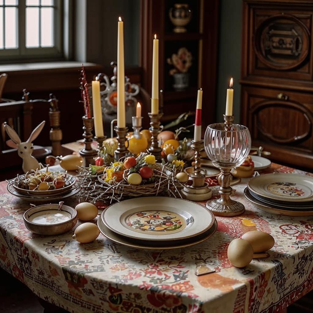 Украшение стола перед Пасхой.